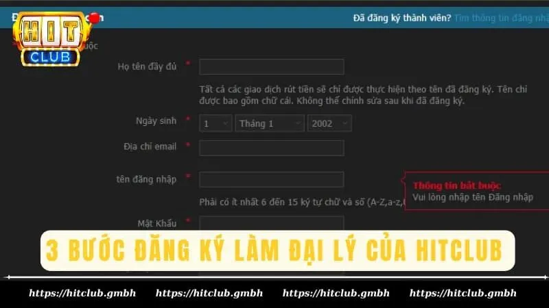 4 bước đăng ký trở thành đại lý tại HITCLUB